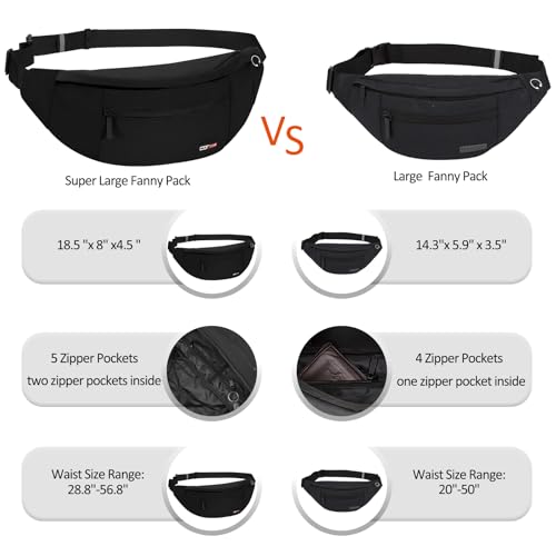 Image of MAXTOP Super Large Black Fanny Pack Sling Bag for Men Women Crossbody Sling Chest Bag for Travel Cycling Hiking Climbing