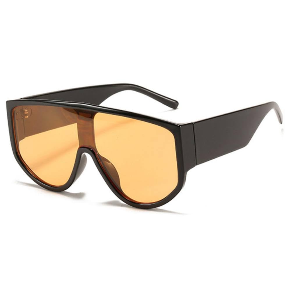 Gafas de Sol Planas de Gran tamaño para Mujer, Lentes de Sol cuadradas de una Pieza a la para Hombre, Tonos Amarillos y Verdes