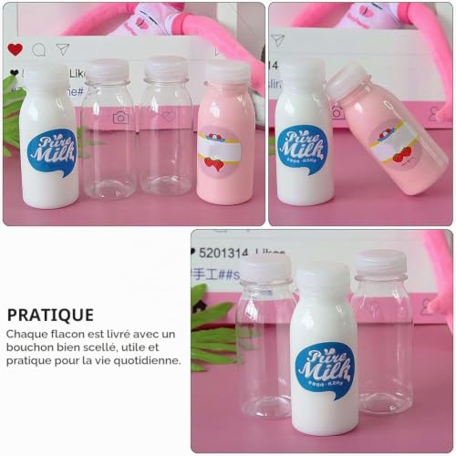 Scicalife Vide Bouteilles De Jus En Plastique avec Bouchon 200ML Large Bouche Clair Yogourt Pots Boire Du Bouteilles Confitures Gelée Récipient pour Le Miel De Mariage (12 Pièces) – vue 6