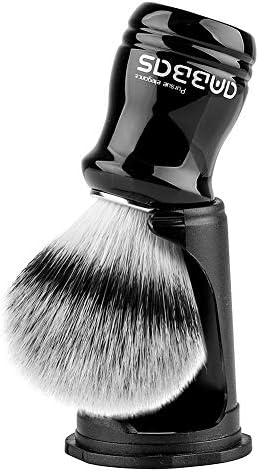 Anbbas Synthetic Badger Shaving Brush with Black Holder Stand,Resin Handle Foam Brush 2in1 Set for Men Wet Shave