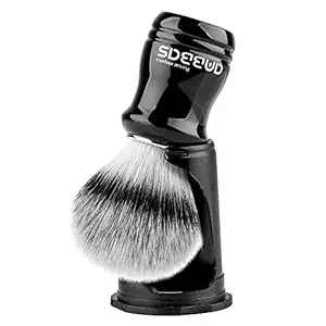 Anbbas Synthetic Badger Shaving Brush with Black Holder Stand,Resin Handle Foam Brush 2in1 Set for Men Wet Shave