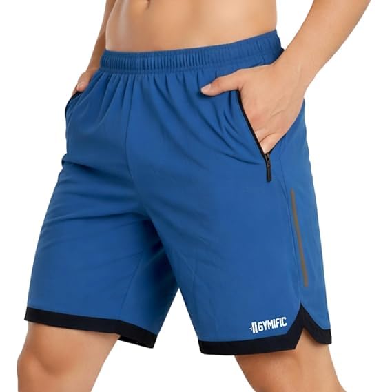 Image of GYMIFIC Mens Sports Shorts | Quick Dry Gym Running Shorts with Zipper Pockets | Lightweight Stretch Workout Athletic Shorts Pant for Men