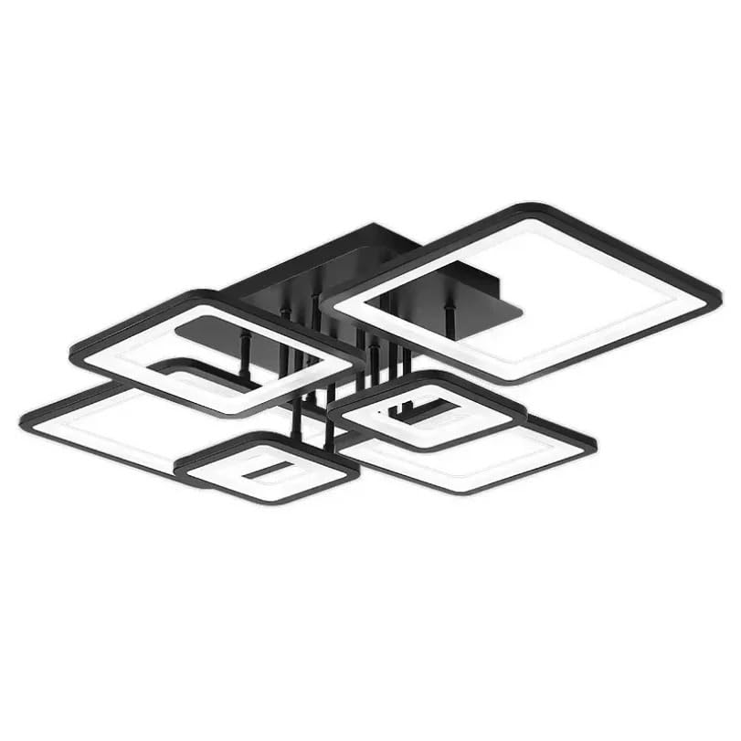 Plafonnier LED moderne carré à télécommande 6 têtes pour salon - 2