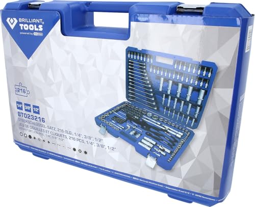 Coffret de douilles BRILLIANT TOOLS en chrome-vanadium durable de 216 pièces - 6