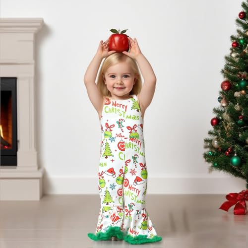 Toddler Baby Christmas Outfit Overalls Little Kid Girls Suspender Romper Jumpsuit Bell Bottom Pants Christmas Clothes3