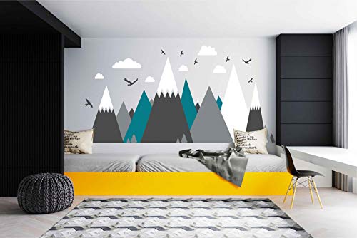 Vinilo Decorativo Montañas Gris Crema para Habitación Infantil miniatura 3