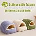 Ruileyou Abnehmbares und Waschbares, Geschlossenes Winter-Katzenbett, Mit abnehmbarem Kissen, geeignet für kleine Katzen und Hunde (Hellbeige, M（45 x 30 x 19 cm）)