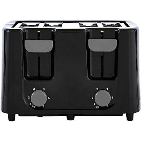 Continental Electric CE-TT029 Toaster, 4 Slice,Cool Touch, Black Cover