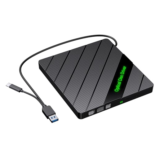 jiingekk USB3.0 Type C External Disc Writer Drives Burners Reader Player Optical Drives For Laptop PC Disc Burners Disc