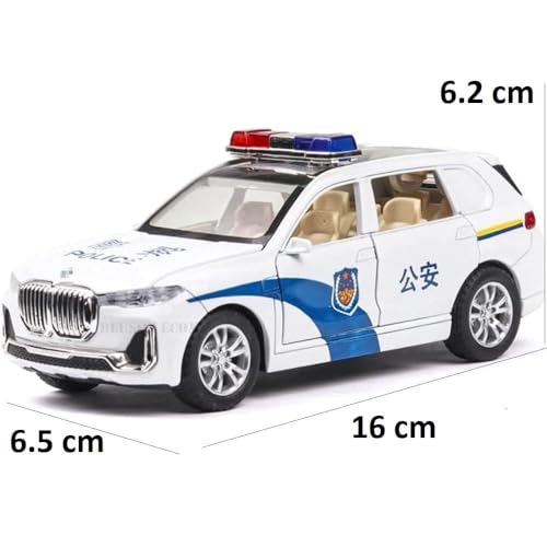 Image of DEOXY 1:32 Die-cast BMW M5 Poliece Vehicle Toy Metal car, Alloy Metal Pull Back Car with Openable Doors & Light, Music Boys Gifts Toys for Kids (Multicolor)