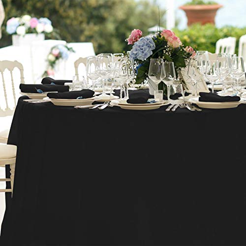 Veeyoo 120" Inch Round Tablecloth Polyester Circular Wrinkle Free Table Cloth – Solid Soft Dinner Table Cover For Buffet Table, Wedding, Parties And Dinner (Black Table Cloths) #TOP6