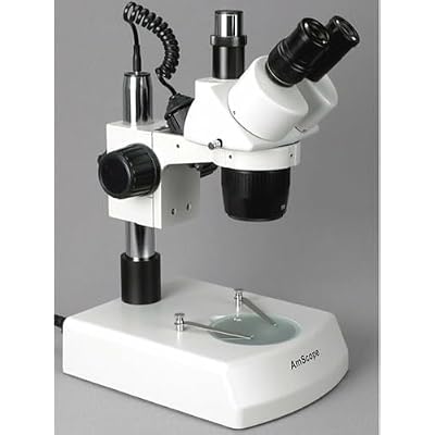 AmScope SW-2T24Z Trinocular Stereo Microscope, WH10x Eyepieces, 20X/40X/80X Magnification, 2X/4X Objective, Upper and Lower Halogen Lighting, Pillar Stand, 110V-120V, Includes 2.0x Barlow Lens
