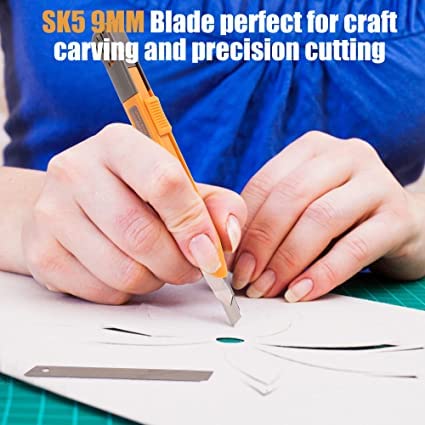 MulWark 100PC 9MM Snap Off 60 Degree Utility Knife Replacement Blades, Multi-Purpose Sharp Precision Box Cutter Blade for Universal Retractable Cutting Knives — view 5