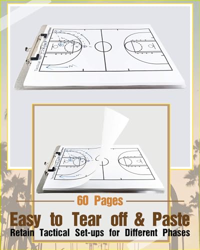 Basketball Coaching Board, Tear-Off Basketball Full Court-60 Page, Basketball White Board for Coaches, Perfect Match Gel Pen, Markers, A4 Board Clip. Clipboard for Coaches, Coaching Equipment - Image 5