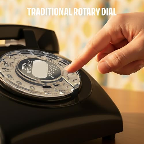 Opis Technology 60s Cable with United States Rotary ial InlDay: Designer Retro Phone/Rotary ial Telephone/Retro Style Phone/Vintage Telephone/Classic esk Phone with Rotary ialler (Black)