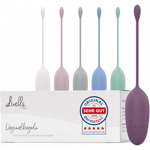 Livella | Beckenboden-Trainer mit 6 Gewichten 25-110 g Vaginalkugeln aus Silikon mit Rückholband abgestuftes Set für dein Training vor und nach der Geburt 6 Farben