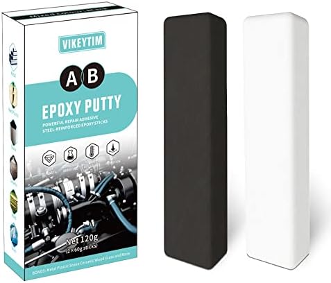 VIKEYTIM Epoxy Putty, 120g Hard and Fast Metal Epoxy Putty, Metal, Sculpture, Hard Plastic, Stone, Wood Fast Bonding and Repair, 2 Part Epoxy Putty Heat Resistant and Waterproof (Black)