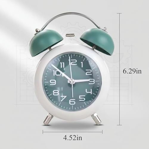 Image of Auromin Analog Alarm Clock for Bedroom & Study Table | Loud Alarm for Heavy Sleepers | Silent Desk & Table Clock for Home, Office, Living Room | Retro Stainless Steel Alarm Clock