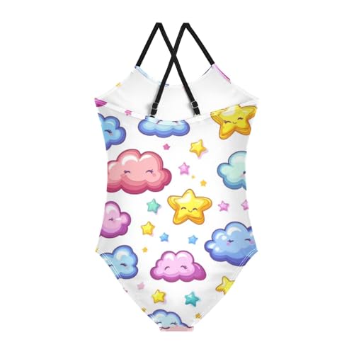 ZZKKO Cute Cloud Star Girls Swimsuit One Piece Bathing Suit for Baby Girls' Swimwear 3T2