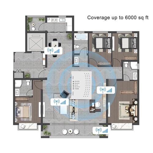 Image of Cell Phone Booster for Home & Multi-Room, Cell Phone Signal Booster with 2 Indoor Antennas for Band 66 /2 /4 /5 /12 /17 /13 /25,Up to 6000 Sq.Ft,Boost 4G 5G LTE Data for All U.S. Carriers, FCC Approved