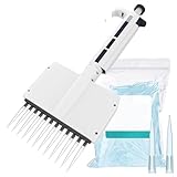 12-K-Mikropipette, einstellbare Mehrk-Laborpipette mit digitaler Volumenanzeige und 360° drehbarem Kopf für genaue Dosierung