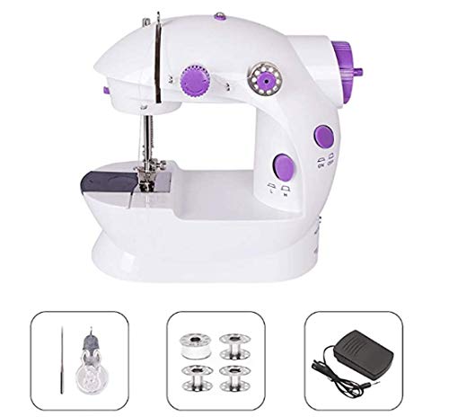 Qdreclod Mini Máquina de Coser con Doble Hilo Ajustable y Dos Velocidades Kit de Coser de Máquina de Coser Portátil, Herramienta de Coser Doméstica Overlock Multifunción para el Hogar, Principiantes