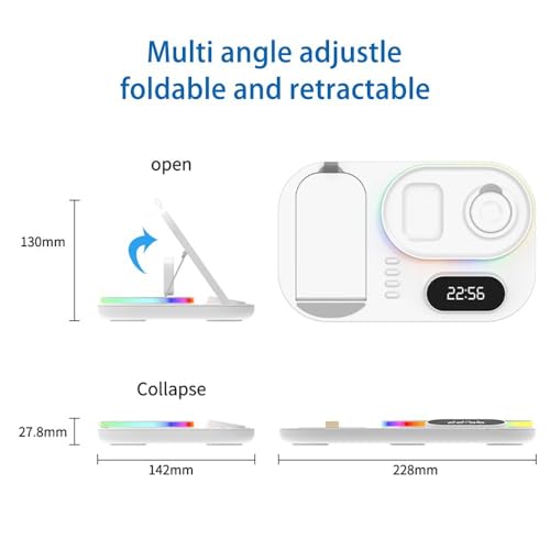 Chargeur sans fil 4 en 1 multi-appareil compatible iPhone et Watch avec LED 30W - 5