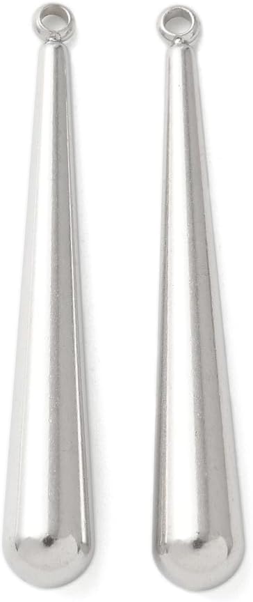 DanLingJewelry 20Pcs Silver Color Tear Drop Shaped Pendants Stainless Steel Teardrop Charms Craft Supplies for Jewelry Making Necklace Earrings
