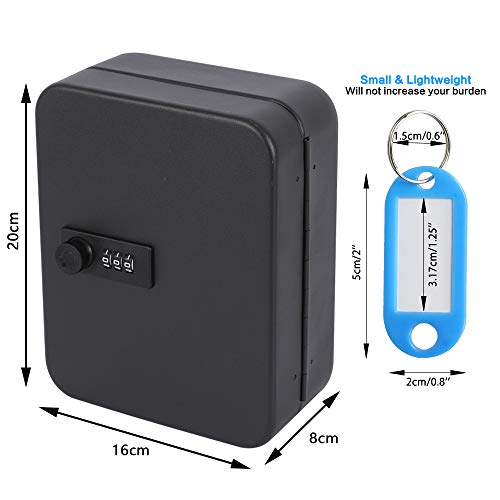 Kyodoled Key Cabinet Wall Mount,Locking Key Organizer,Key Storage Lock Box With Code,Key Management With Combination Lock,20 Key Hooks & Tags Key Lab,7.87 X 6.3 X 3.14 Inch,(Black,20 Key) #TOP1