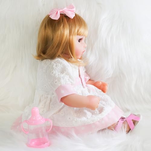 Muñeca Reborn 16 pulgadas ENADOLL cabello rubio miniatura 5