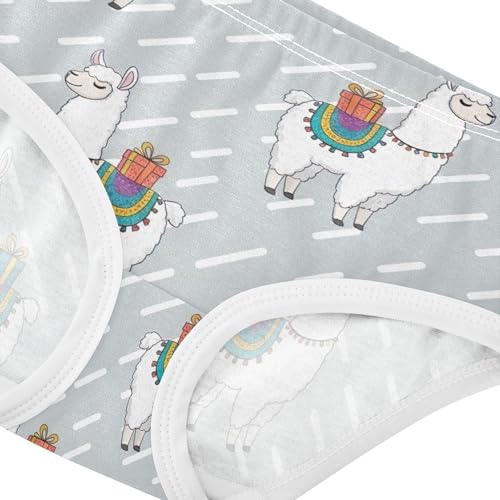 Cotton Toddlers Underwear Floral Cute White Llamas Colorful Gifts Little Girl Panties Fun Print Briefs Undies Kids 2t4