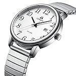 LN LENQIN Mens Watches Easy Read Analog Quartz Sport Waterproof Watch for Men with 38mm Stainless Steel Expansion Band and Glow Dial - Image 3