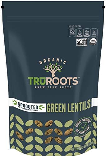 TruRoots Organic Sprouted Green Lentils, 10 Ounces (Pack of 6), Certified USDA Organic, Non-GMO Project Verified