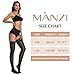 MANZI Shiny Thigh High Stockings Sexy Lace Top Stay Up Silky Sheer Stocking Shimmery Tights for Women 2 Pairs Pack Black and Natural S-M