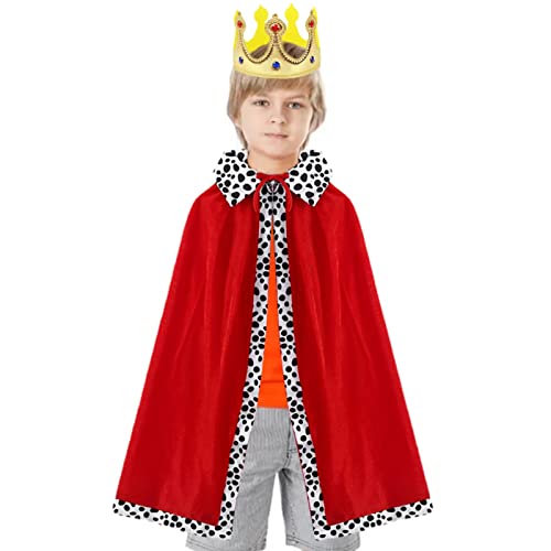 King Costume Kids | Kids Halloween King Cloak Crown Cosplay Costume Set,Boys Medieval Royal Prince Outfit,Prince Cloak and Prince Crown Set for Prince Role Play