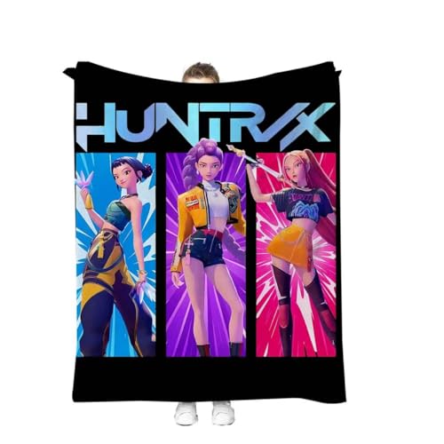 K Pop D.e.mon Hunters Soft and Warm Blanket Specially Designed for Children.It Measures 55 inches by 40 inches.It is Suitable for Placing on Sofas and Chairs and can be Used in The Living Room (black)