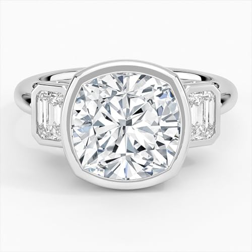 1 Ct-5 Ct Three Stone Bezel Moissanite Engagement Ring & Wedding Bridal Ring Set In 10k 14k 18k Gold & S925 Christmas Gift for Women4