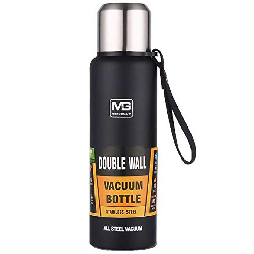 Thermos De Style Militaire à Tasse Isolante De Grande Capacité Portable ExtéRieur De 1 Litre 1500ML/noir Cover