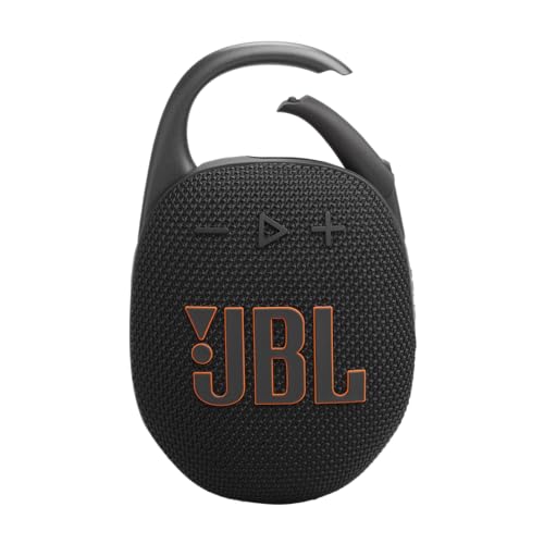 JBL Clip 5 – Ultra-Portable, Waterproof & Dustproof Bluetooth Speaker, Big Pro Sound with Punchy bass, Integrated Carabiner, Up to 12 Hours of Play, Made in Part with Recycled Materials (Black)