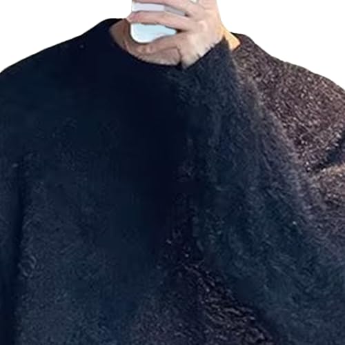 Suéter de punto estilo perezoso con cuello redondo y textura suave 2