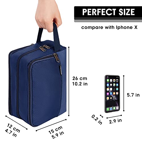 Image of WANDF Travel Toiletry Bag for Men, Small Dopp Kit for Toiletries | Water-Resistant Fabric, Travel Bag for Toiletries, Compact Storage, Shaving Accessories, Weekend Trips