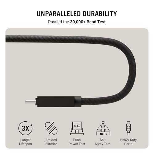 Image of DailyObjects POP 100W Kevlar Core Magnetic Charging Cable | USB Type-C| Fast Charging, 480Mbps Data Transfer | Compatible with Android & iOS Smartphones, Earphones, Tablet /Ipads, Macbook - Black