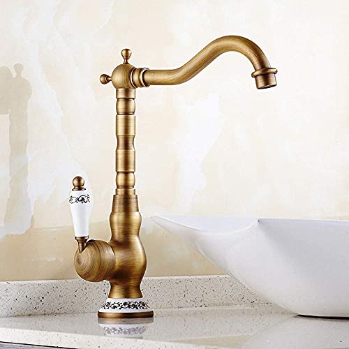 Robinet d'eau chaude et froide surélevé pour lavabo de salle de bain au style rétro