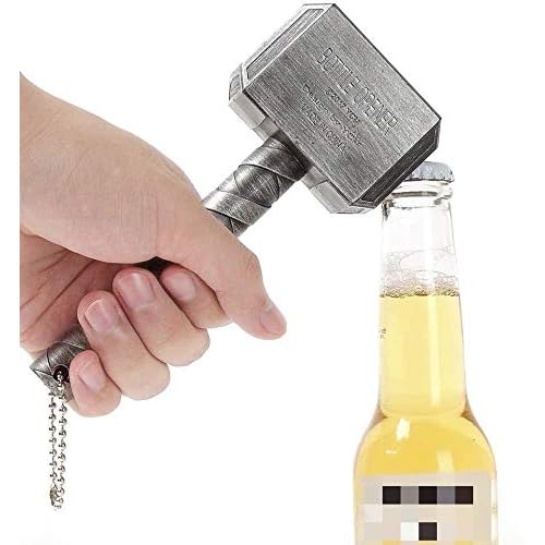 Thor's Hammer Bottle Opener - para Bar/Decoración del hogar y Marvel Lovers y Beer Lovers - Fin del Juego y Regalo de Infinity War (Plata)