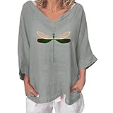 Linen Cut Out Romantic T-Shirts for Women See Thru 3/4 Length Sleeve Tshirts Animal Valentines Day...