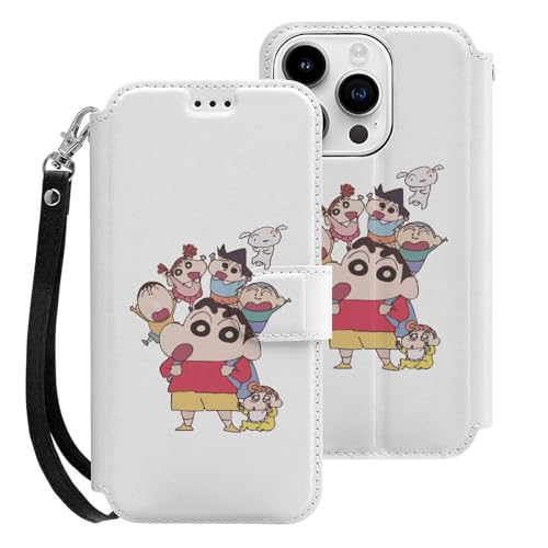 クレヨンしんちゃん iPhone15Pro用ケース 手帳型 スマホケース アイホン15Pro用 財布型カバー カードポケット スタンド機能 誕生日ギフト 人気 男女兼用