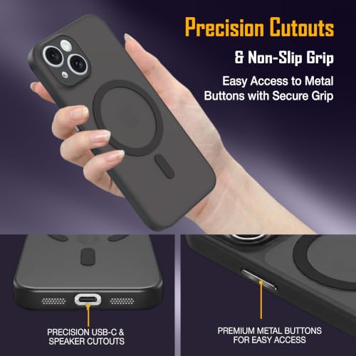 Image of ZAP CASE Paper Thin Case for iPhone 15 | Ultra-Slim 0.5 mm Back Cover | Metal Buttons | Lightweight | Matte Finish | Anti-Fingerprint | Scratch Resistant | Camera Protection | Magsafe | Black