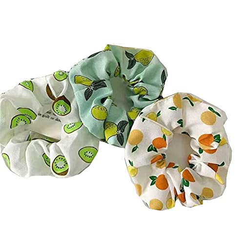 Yuanxue Elastic Hair Ties Set 9Pcs Colorful Hair Scrunchies Cute Cartoon Fruit Print Polyester Pongee Ponytail Holder Hair Accessories For For Little Toddler Girls Baby Kids #TOP1