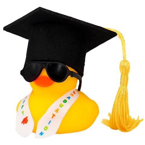 wonuu Graduation Rubber Duck, Car Dashboard Ornament Party Decoration Graduation Gifts for Her & Him, High School Seniors Phd Masters Degree College Funny Grad Gift for Women & Men, Yellow