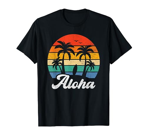 Aloha Hawaii Hawaiian Island Palm Beach Surf Planche de surf T-Shirt